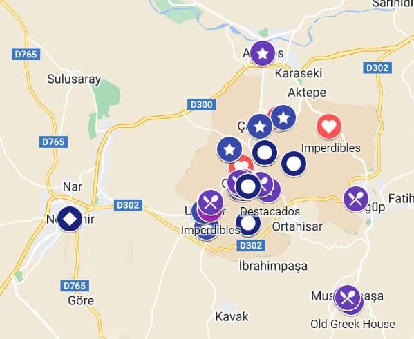 Organiza tu viaje a Capadocia utilizando el mapa interactivo